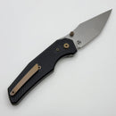 Chaves Knives Jake McCoy The Omega Street Black Knurled Aluminum Handles w/ Bronze Ti Hardware & Stonewash 154CM - Blue Label