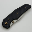 Chaves Knives Jake McCoy The Omega Street Black Knurled Aluminum Handles w/ Bronze Ti Hardware & Stonewash 154CM - Blue Label