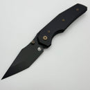 Chaves Knives Jake McCoy The Omega Street Black Knurled Aluminum Handles w/ Bronze Ti Hardware & Black PVD 154CM - Blue Label
