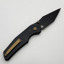 Chaves Knives Jake McCoy The Omega Street Black Knurled Aluminum Handles w/ Bronze Ti Hardware & Black PVD 154CM - Blue Label