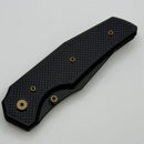 Chaves Knives Jake McCoy The Omega Street Black Knurled Aluminum Handles w/ Bronze Ti Hardware & Black PVD 154CM - Blue Label