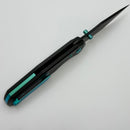 Chaves Knives Jake McCoy The Omega Street Black Knurled Aluminum Handles w/ Green Ti Hardware & Black PVD 154CM - Blue Label
