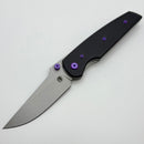 Chaves Knives Jake McCoy The Disciple Street Black Knurled Aluminum Handles w/ Purple Ti Hardware & Stonewash 154CM - Blue Label