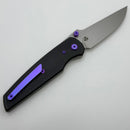 Chaves Knives Jake McCoy The Disciple Street Black Knurled Aluminum Handles w/ Purple Ti Hardware & Stonewash 154CM - Blue Label