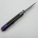 Chaves Knives Jake McCoy The Disciple Street Black Knurled Aluminum Handles w/ Purple Ti Hardware & Stonewash 154CM - Blue Label