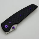 Chaves Knives Jake McCoy The Disciple Street Black Knurled Aluminum Handles w/ Purple Ti Hardware & Stonewash 154CM - Blue Label