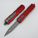 Microtech Dirac Double Edge Apocalyptic Full Serrated & Red Handle 225-12APRD