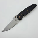 Chaves Knives Jake McCoy The Disciple Street Black Knurled Aluminum Handles w/ Bronze Ti Hardware & Stonewash 154CM - Blue Label