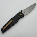 Chaves Knives Jake McCoy The Disciple Street Black Knurled Aluminum Handles w/ Bronze Ti Hardware & Stonewash 154CM - Blue Label