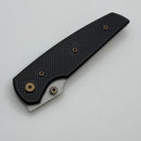 Chaves Knives Jake McCoy The Disciple Street Black Knurled Aluminum Handles w/ Bronze Ti Hardware & Stonewash 154CM - Blue Label