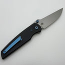Chaves Knives Jake McCoy The Disciple Street Black Knurled Aluminum Handles w/ Blue Ti Hardware & Stonewash 154CM - Blue Label