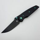 Chaves Knives Jake McCoy The Disciple Street Black Knurled Aluminum Handles w/ Green Ti Hardware & Black PVD 154CM - Blue Label