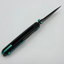 Chaves Knives Jake McCoy The Disciple Street Black Knurled Aluminum Handles w/ Green Ti Hardware & Black PVD 154CM - Blue Label