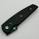 Chaves Knives Jake McCoy The Disciple Street Black Knurled Aluminum Handles w/ Green Ti Hardware & Black PVD 154CM - Blue Label