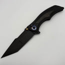 Pre-Owned We Knife Tighe Down Black Titanium Integral Handle w/ Yellow Carbon Fiber Inlays & Black Stonewash M390 Tanto WE24054B-1