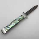 Marfione Custom Masterpiece Satin Stainless Body w/ Abalone Handles/Button Inlay & Hattori Cowry-y Damascus D/E & Swing Guards