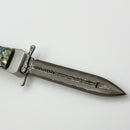 Marfione Custom Masterpiece Satin Stainless Body w/ Abalone Handles/Button Inlay & Hattori Cowry-y Damascus D/E & Swing Guards