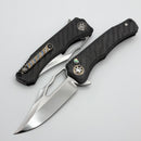 Heretic Knives Custom Wraith V4 Manual Carbon Fiber Handles & Hand Ground Cracked Ice Bowie