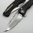 Heretic Knives Custom Wraith V4 Manual Carbon Fiber Handles & Hand Ground Cracked Ice Bowie