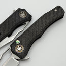 Heretic Knives Custom Wraith V4 Manual Carbon Fiber Handles & Hand Ground Cracked Ice Bowie
