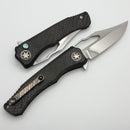 Heretic Knives Custom Wraith V4 Manual Carbon Fiber Handles & Hand Ground Cracked Ice Bowie