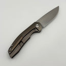 Pre-Owned Kansept Knives Mini Accipitier Bronzed Titanium with Rose pattern Carbon Fiber S35VN Front Flipper K2007A8