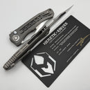 Heretic Knives Custom Wraith V4 Manual Vented Distressed Titanium Handles & Hand Ground Cracked Ice Bowie