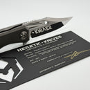 Heretic Knives Custom Wraith V4 Manual Vented Distressed Titanium Handles & Hand Ground Cracked Ice Bowie