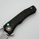 Heretic Knives Custom Wraith V4 Manual Carbon Fiber Handles & Hand Ground Cracked Ice Tanto