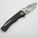 Heretic Knives Custom Wraith V4 Manual Carbon Fiber Handles & Hand Ground Cracked Ice Tanto