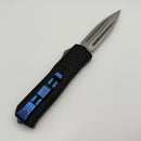 Pre-Owned Medford Knife Merc-1 OTF Dagger S45 Tumbled D/E & Black Aluminum Handle w/ Blue Accents