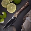 Microtech Paring Knife Proof Run Livewire Carbon Fiber/Bronze Titanium Bolster Handle w/ DLC San Mai Damascus M390 3500B-16DLCLWCFPR