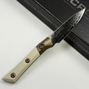 Microtech Paring Knife Proof Run Ivory G-10/Bronze Titanium Bolster Handle w/ San Mai Damascus M390 3500B-16IVPR