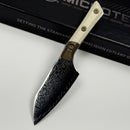 Microtech Santoku 4.2" Proof Run Ivory G-10/Bronze Ti Bolster Handle w/ San Mai Damascus M390 3300B-16IVPR