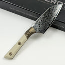 Microtech Santoku 4.2" Proof Run Ivory G-10/Bronze Ti Bolster Handle w/ San Mai Damascus M390 3300B-16IVPR