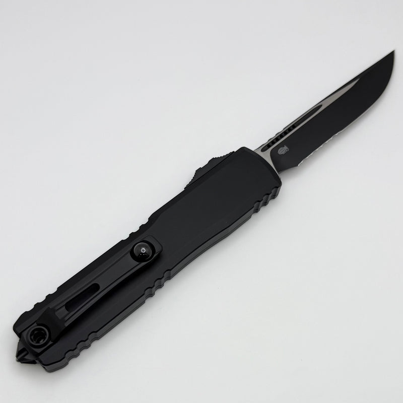 Grenade Blem Microtech Ultratech ZBP S/E Tactical Partial Serrated M390MK w/ Black Handle 1121-2T