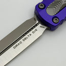 Grenade Blem Microtech Dirac Delta D/E Satin w/ Purple Handles 227-4PU