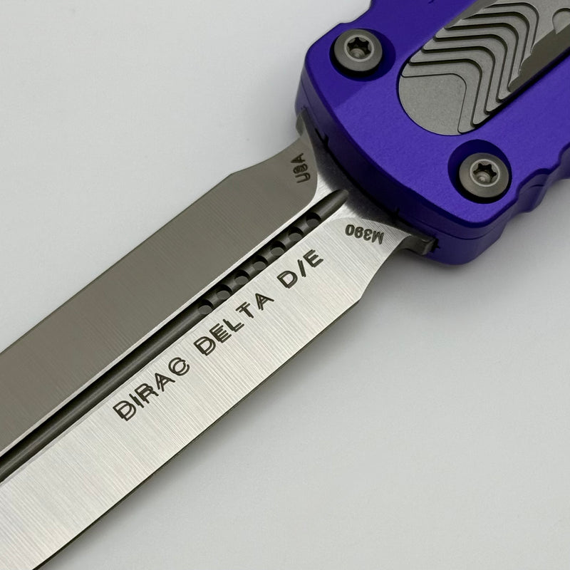 Grenade Blem Microtech Dirac Delta D/E Satin w/ Purple Handles 227-4PU