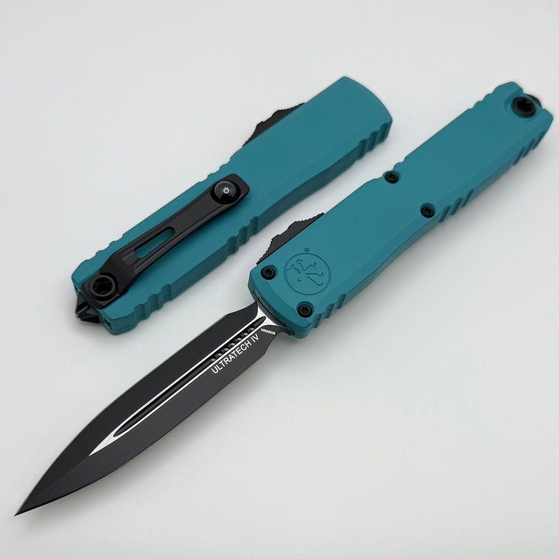 Microtech Ultratech Gen IV D/E Tactical Standard w/ Cyan Handle 11224-1CN