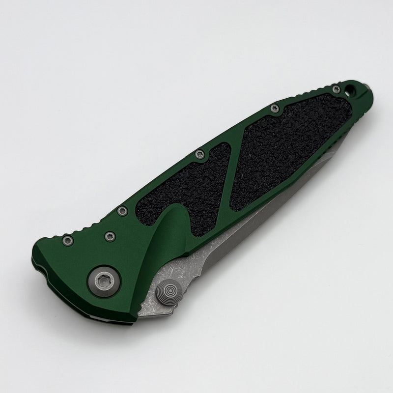 Microtech Socom Elite Manual Tanto Apocalyptic Partial Serrated & Emerald Green Handles 161-11APEG