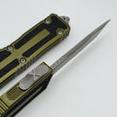 Microtech Scarab 2 Gen 3 Apocalyptic Spine Fluted Part Serrated Tanto w/ OD Green Handle 1279-11APOD