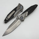 Microtech Knives Socom Bravo S/E Bead Blast Standard w/ Blue Ti Pivot Collars & Carbon Fiber Scales 260-7CFTI
