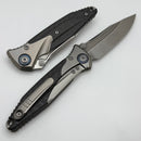Microtech Knives Socom Bravo S/E Bead Blast Standard w/ Blue Ti Pivot Collars & Carbon Fiber Scales 260-7CFTI