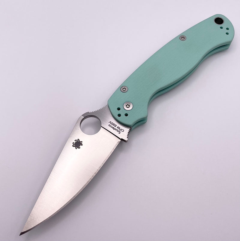 Spyderco Knives Paramilitary 2 PM2 Teal G-10 & S90V Distributor Exclusive C81GPTL2 Pre Owned