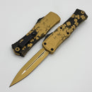 Microtech Knives Mini Hera II Saint Patricks Day Gold w/ D/E M390MK Signature Series 1702M-1SPDGDS