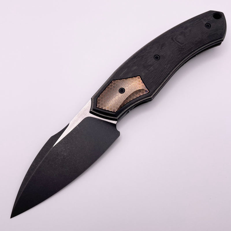 Custom Knife Factory Davless Carbon Fiber & Superconductor w/ Two Tone Blackwash S90V Pre Owned