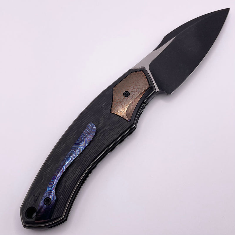 Custom Knife Factory Davless Carbon Fiber & Superconductor w/ Two Tone Blackwash S90V Pre Owned