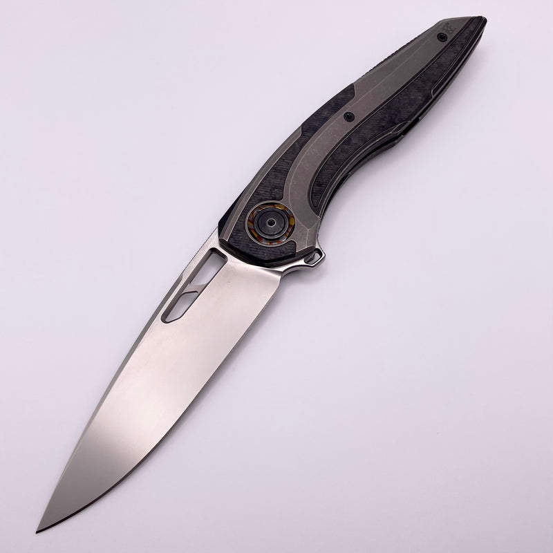 Custom Knife Factory Sukhoi-4 Titanium & Milled Carbon Fiber w/ ZircuTi Pivot Collars/Clip & M398 Pre Owned