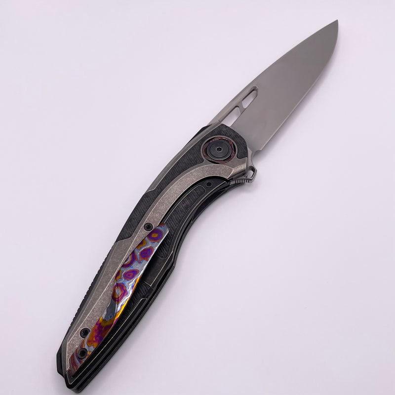 Custom Knife Factory Sukhoi-4 Titanium & Milled Carbon Fiber w/ ZircuTi Pivot Collars/Clip & M398 Pre Owned