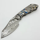 Custom Knife Factory & Rotten Design EVO 1.1 Custom One Off Titanium Handles w/ Damasteel